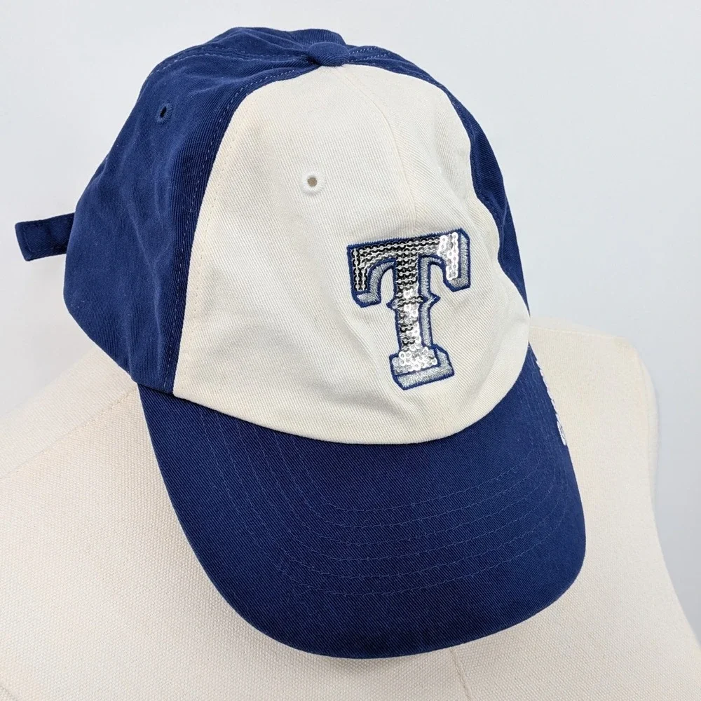 Texas Rangers Fan Favorite Sequin Logo Hat Blue‎ & White Adjustable